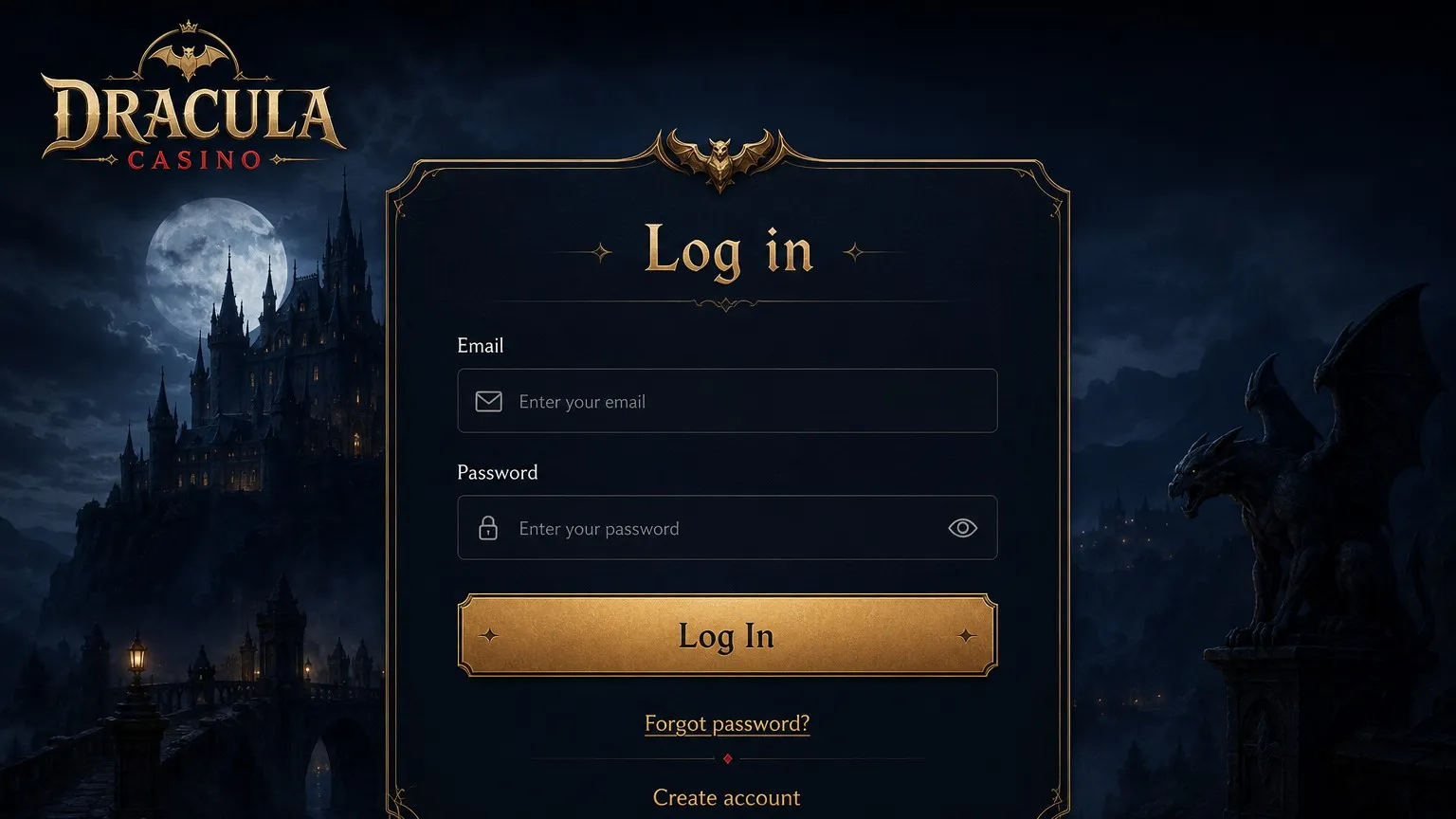 Dracula Casino login methods